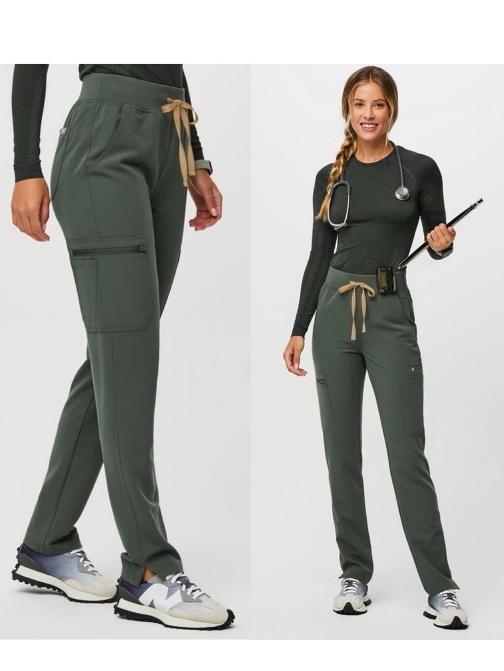 FIGS Yola High Waisted Scrub Pants Green XL Tall 31” Inseam